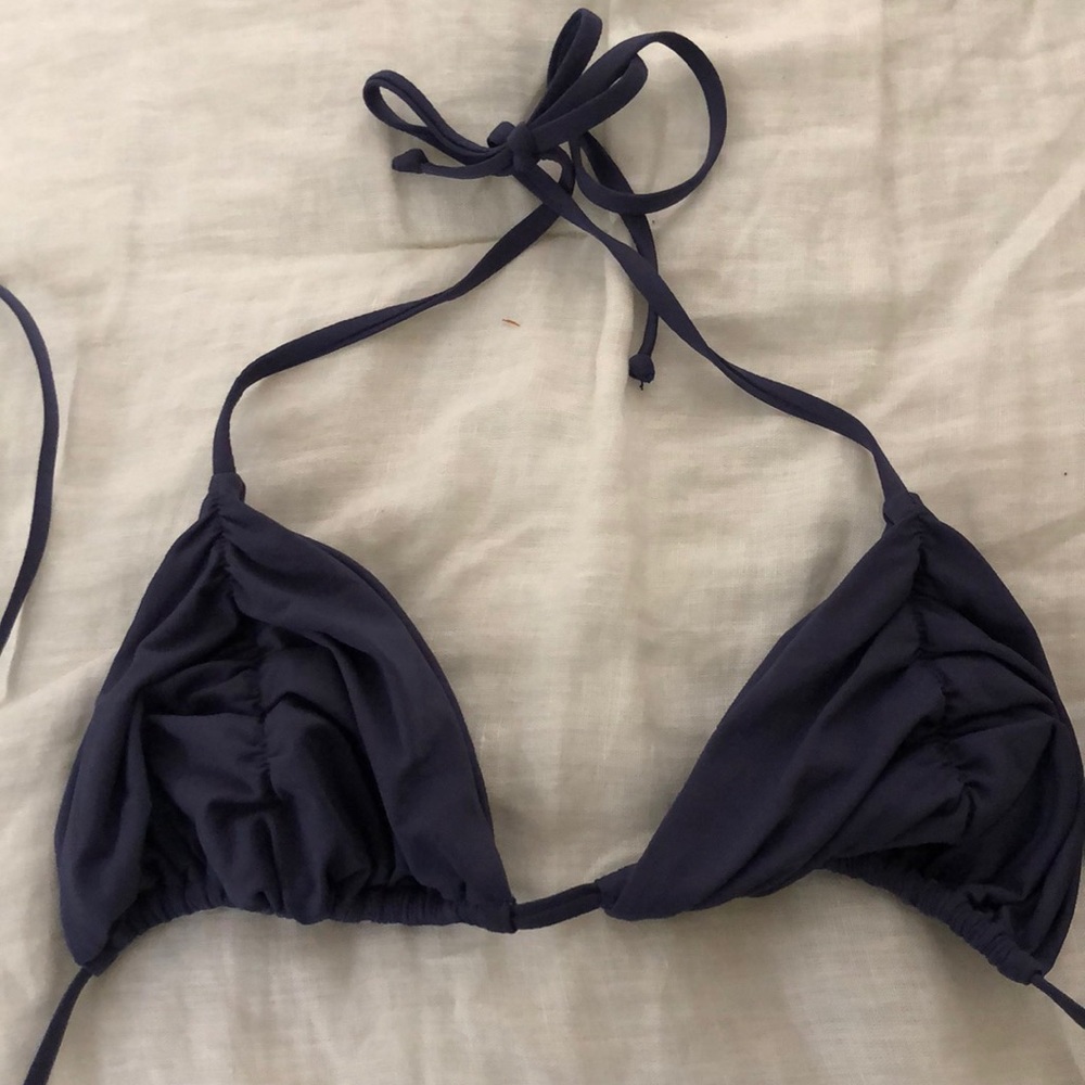 Frankie’s Bikinis navy bikini top